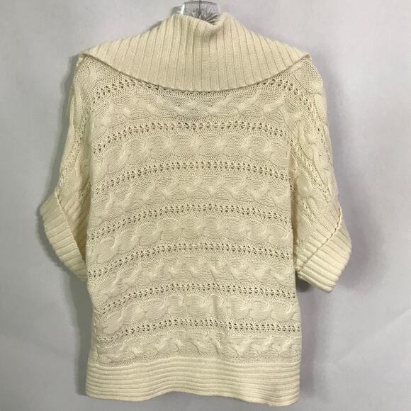 Michael Michael Kors Sweater Large Womens Cream Ivory Cableknit Short Sleeve L - Picture 2 of 11